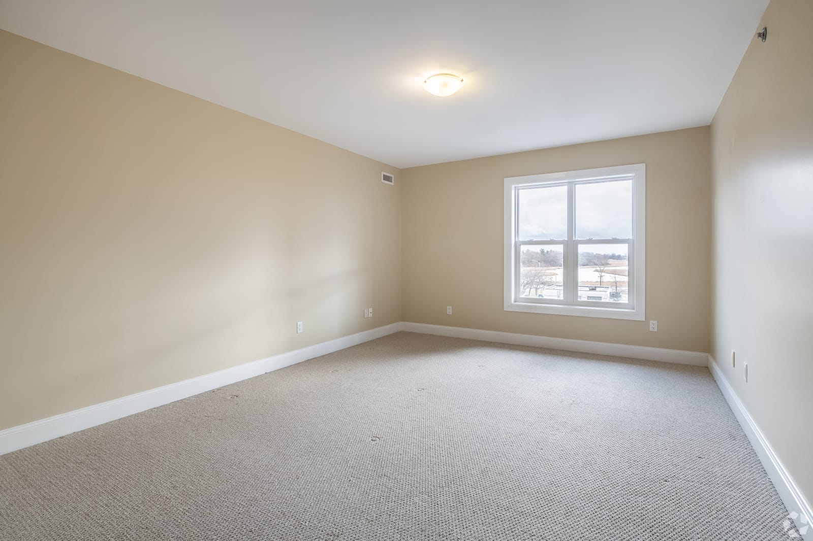 Carpeted primary bedroom