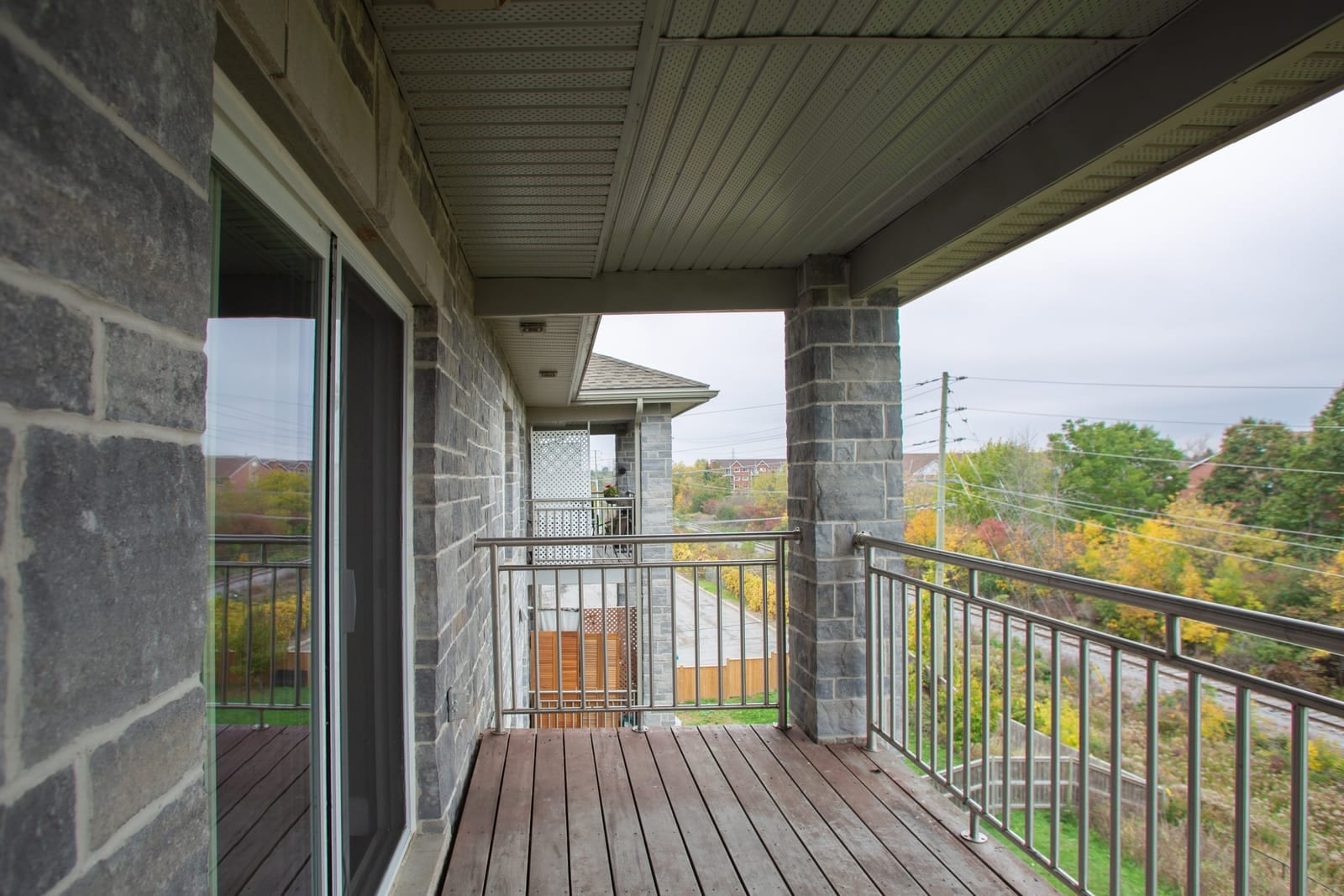 Private covered balcony in autumn